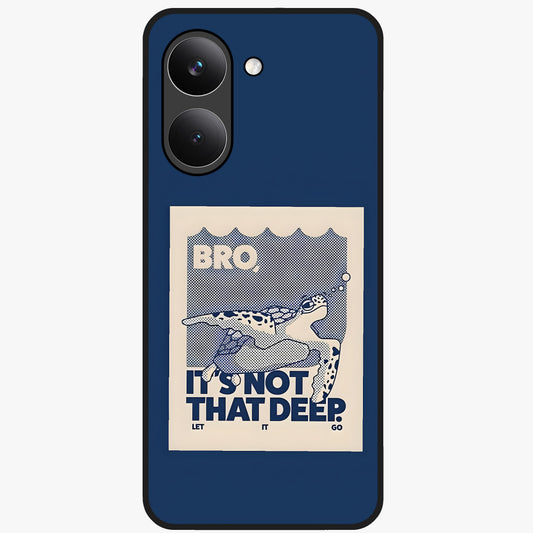 Worry Less Swim Glass Case showing flat back view with playful motivational artwork and glossy glass finish.