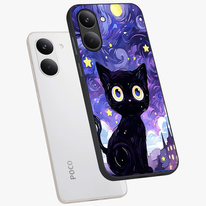 Abstract Cat Art Glass Case displayed in angled mockup highlighting modern abstract cat artwork and sleek glass surface.