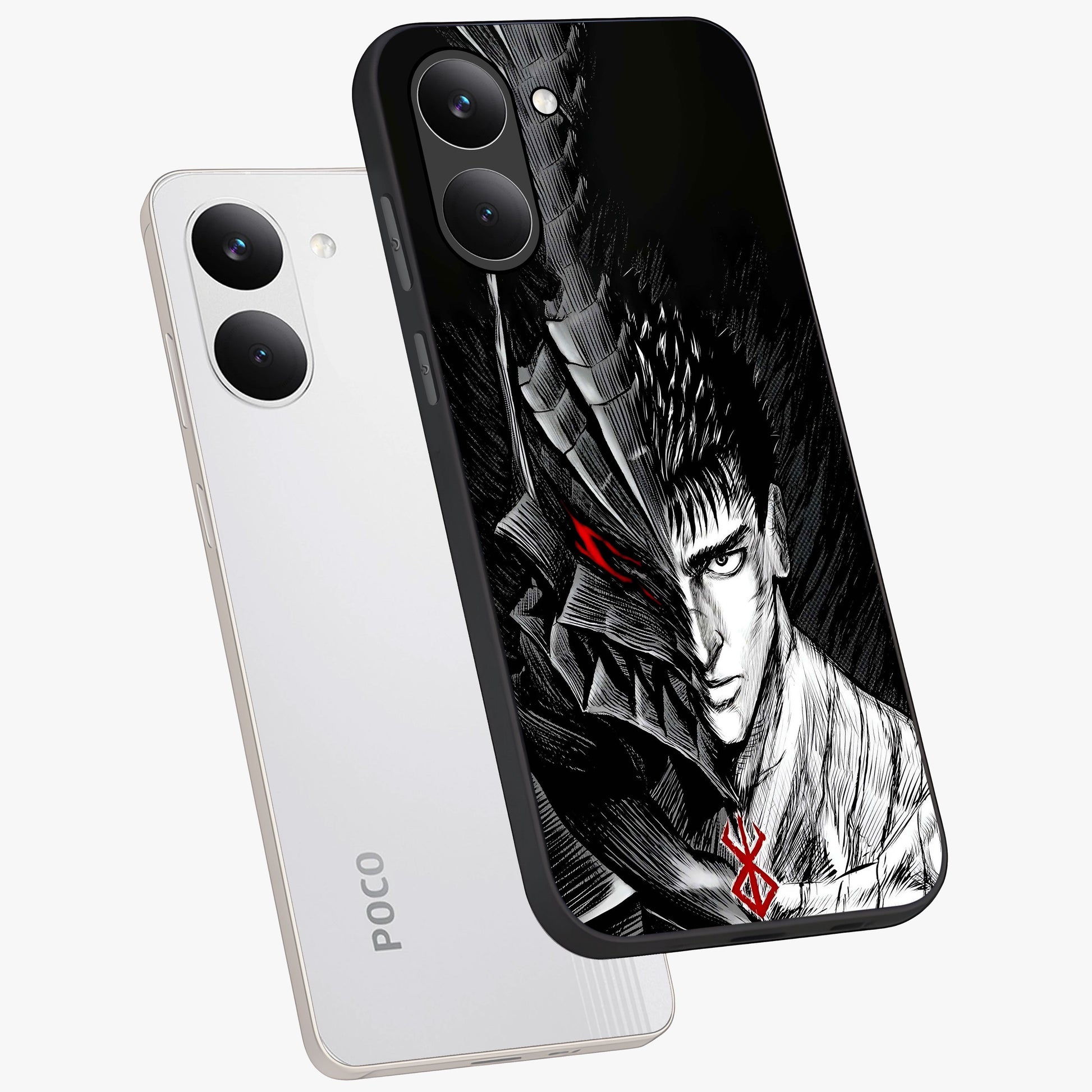 Berserker Blood Oath Glass Case displayed in angled mockup highlighting dark fantasy graphic design and powerful theme.