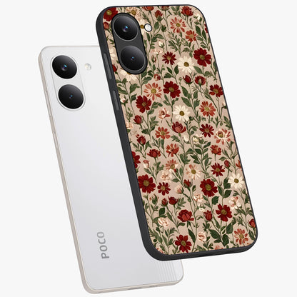 Biege Flower With Leaf Glass Case displayed in angled mockup highlighting minimal floral leaf design and elegant aesthetic.