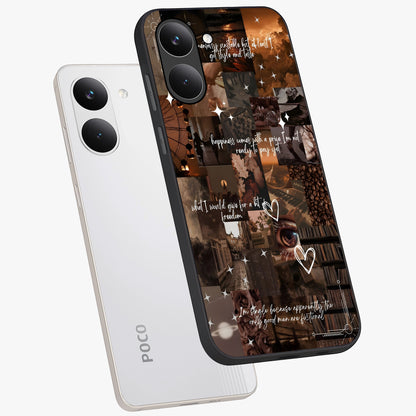 Bittersweet Aesthetic Chaos Glass Case displayed in angled mockup highlighting expressive abstract artwork and edgy aesthetic theme.