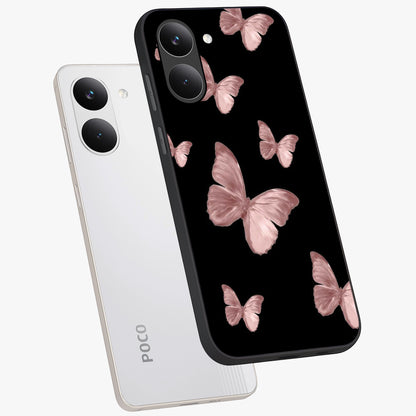 Butterfly Pattern Glass Case displayed in angled mockup highlighting delicate butterfly design and aesthetic pattern style.