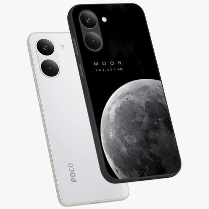 Cosmic Moon Glow Glass Case displayed in angled mockup highlighting celestial moon design with cosmic aesthetic theme.
