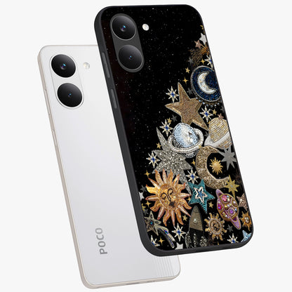 Cosmic Sparkle Dreams Glass Case displayed in angled mockup highlighting dreamy star sparkle design with celestial aesthetic.