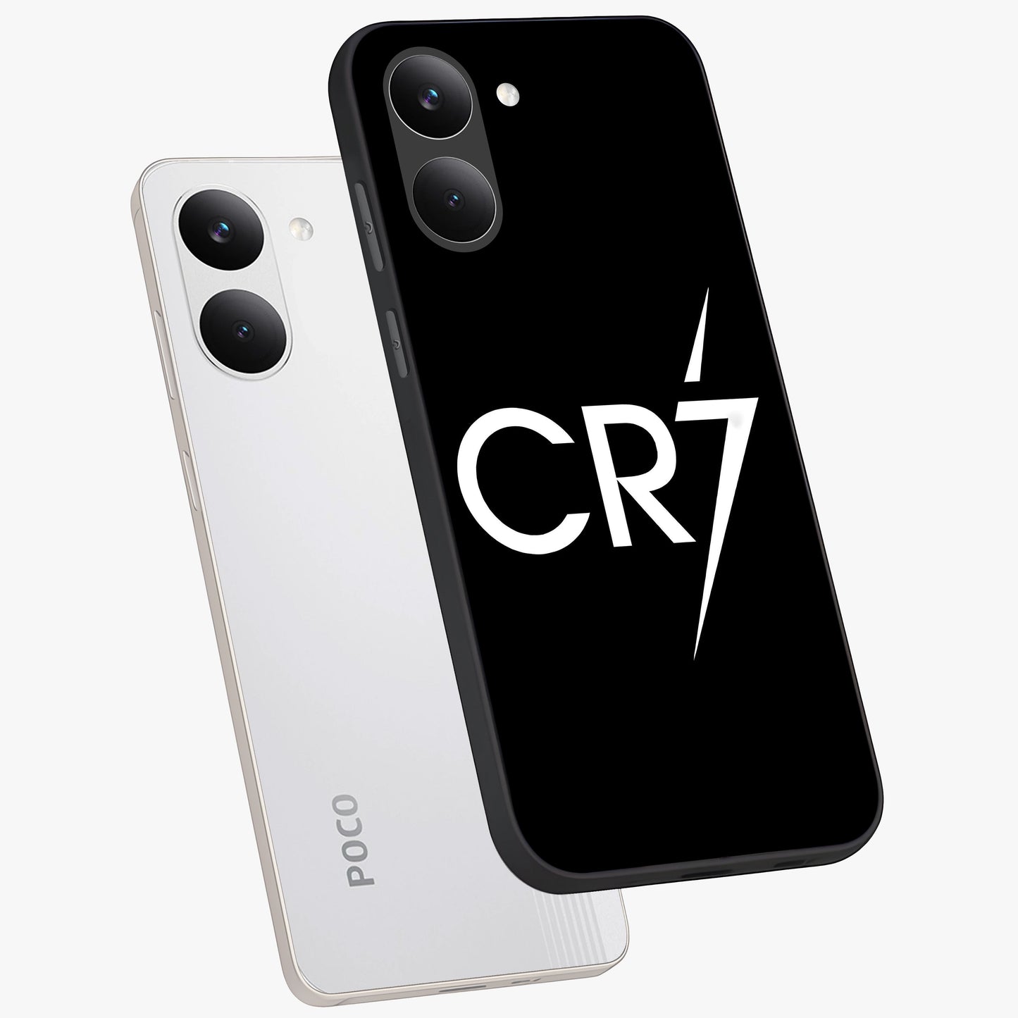 Cr7 Elite Strike Glass Case displayed in angled mockup highlighting powerful sports graphic with bold athletic theme.