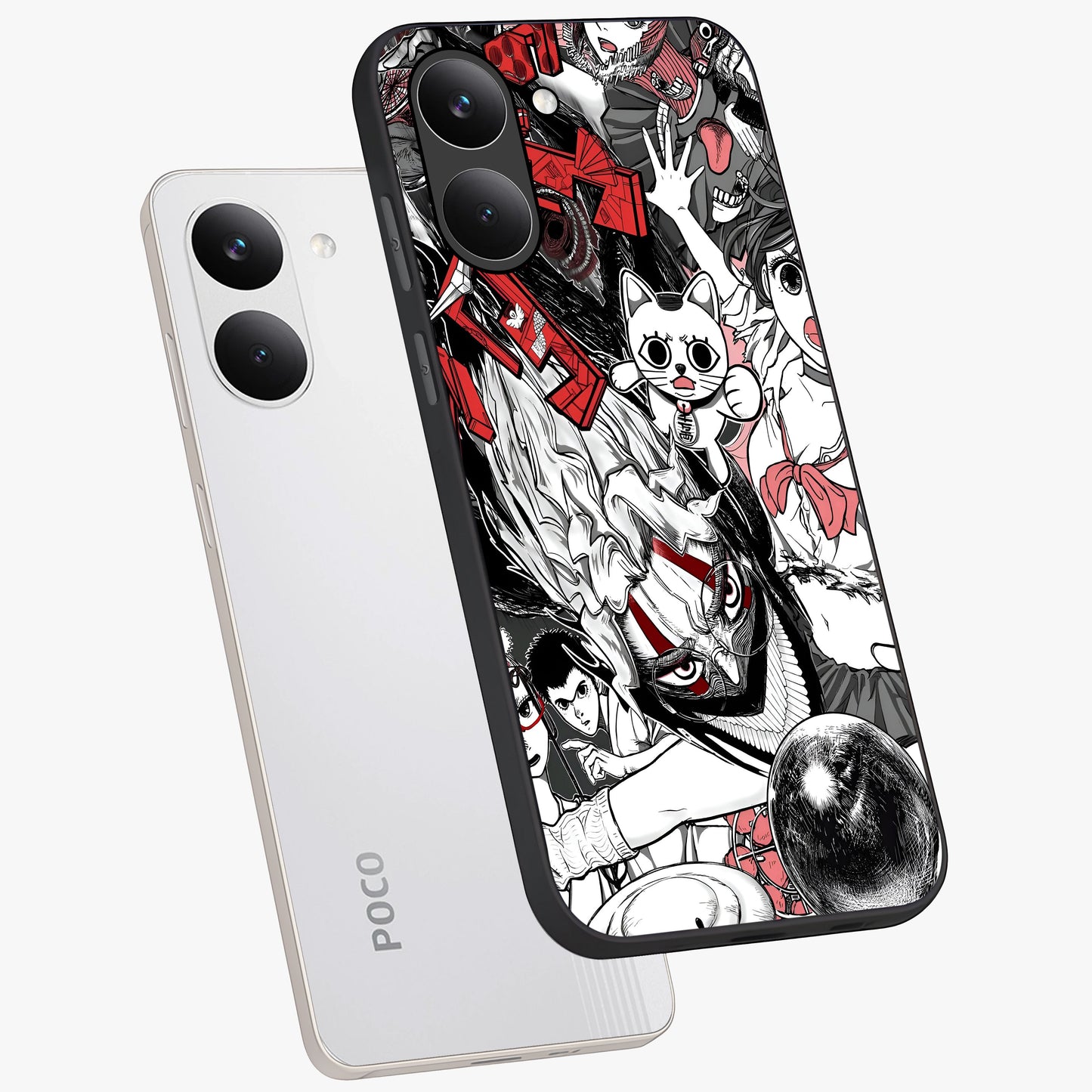 Crimson Chaos Panel Glass Case displayed in angled mockup highlighting chaotic panel style design with modern graphic theme.