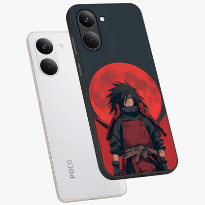 Crimson Moon Warlord Glass Case displayed in angled mockup highlighting dramatic crimson moon design with fantasy aesthetic.