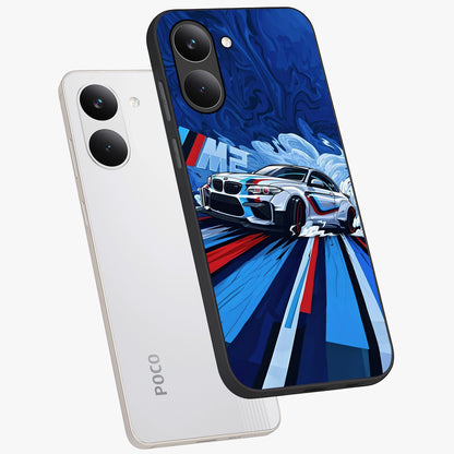 Drift Power Rush Glass Case displayed in angled mockup highlighting powerful drift car design with sporty aesthetic style.