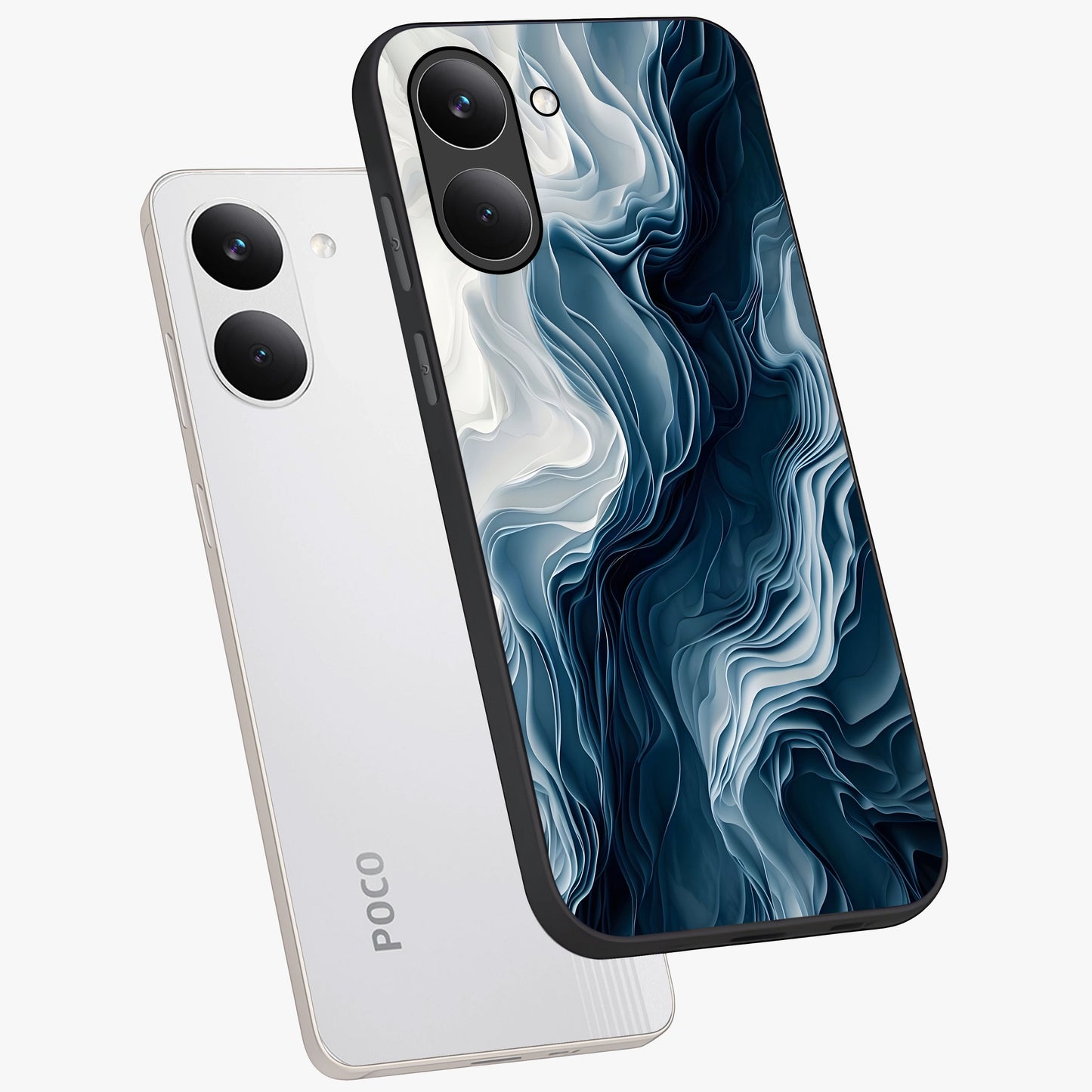 Ethereal Paper Marble Glass Case displayed in angled mockup highlighting elegant marble pattern with modern aesthetic style.