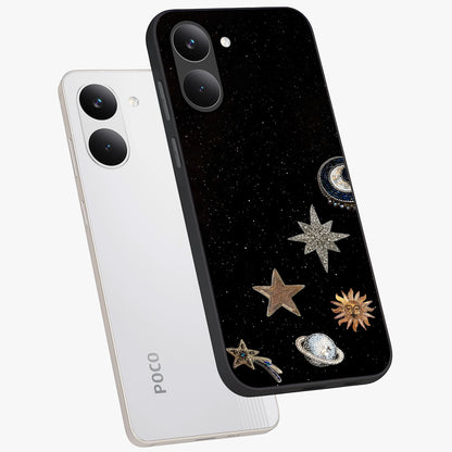 Galactic Charm Glow Glass Case displayed in angled mockup highlighting luminous galaxy inspired design with dreamy aesthetic.