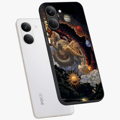 Galactic Divine God Glass Case displayed in angled mockup highlighting powerful celestial deity illustration with galactic aesthetic.