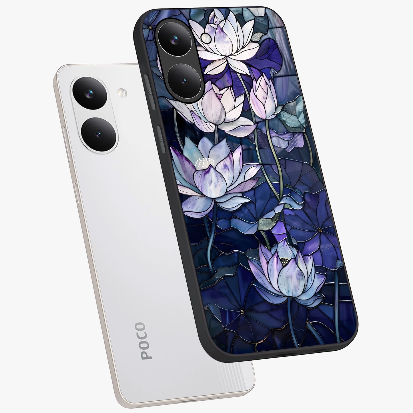 Gloss Petal Rush Glass Case displayed in angled mockup highlighting vibrant petal design with elegant floral aesthetic.