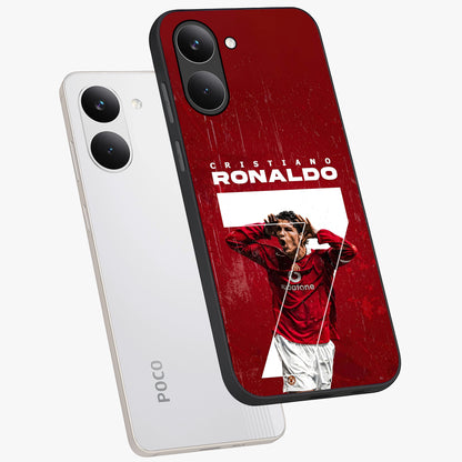 Goal Celebration Legacy Glass Case displayed in angled mockup highlighting energetic sports celebration design with bold athletic theme.