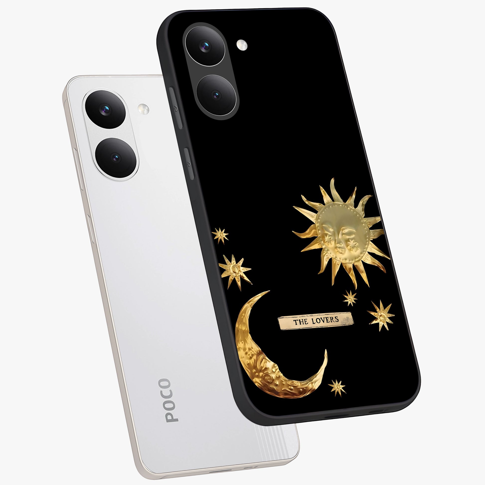 Gold Sun Blush Glass Case displayed in angled mockup highlighting radiant sun design with warm golden aesthetic.