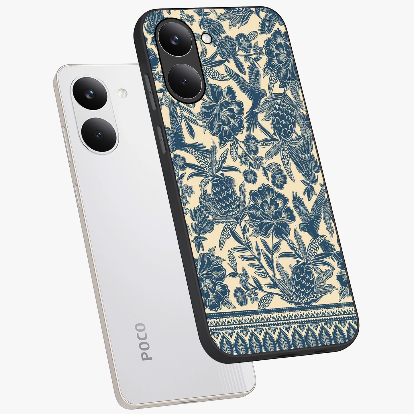 Heirloom Wild Bloom Glass Case displayed in angled mockup highlighting botanical bloom design with classic aesthetic style.