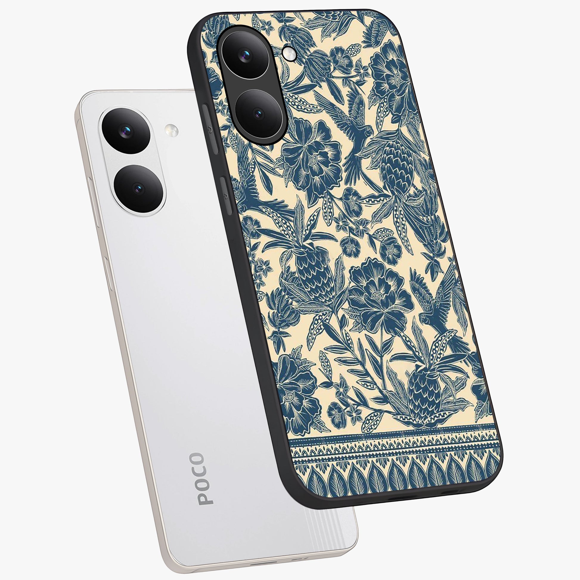 Heirloom Wild Bloom Glass Case displayed in angled mockup highlighting botanical bloom design with classic aesthetic style.
