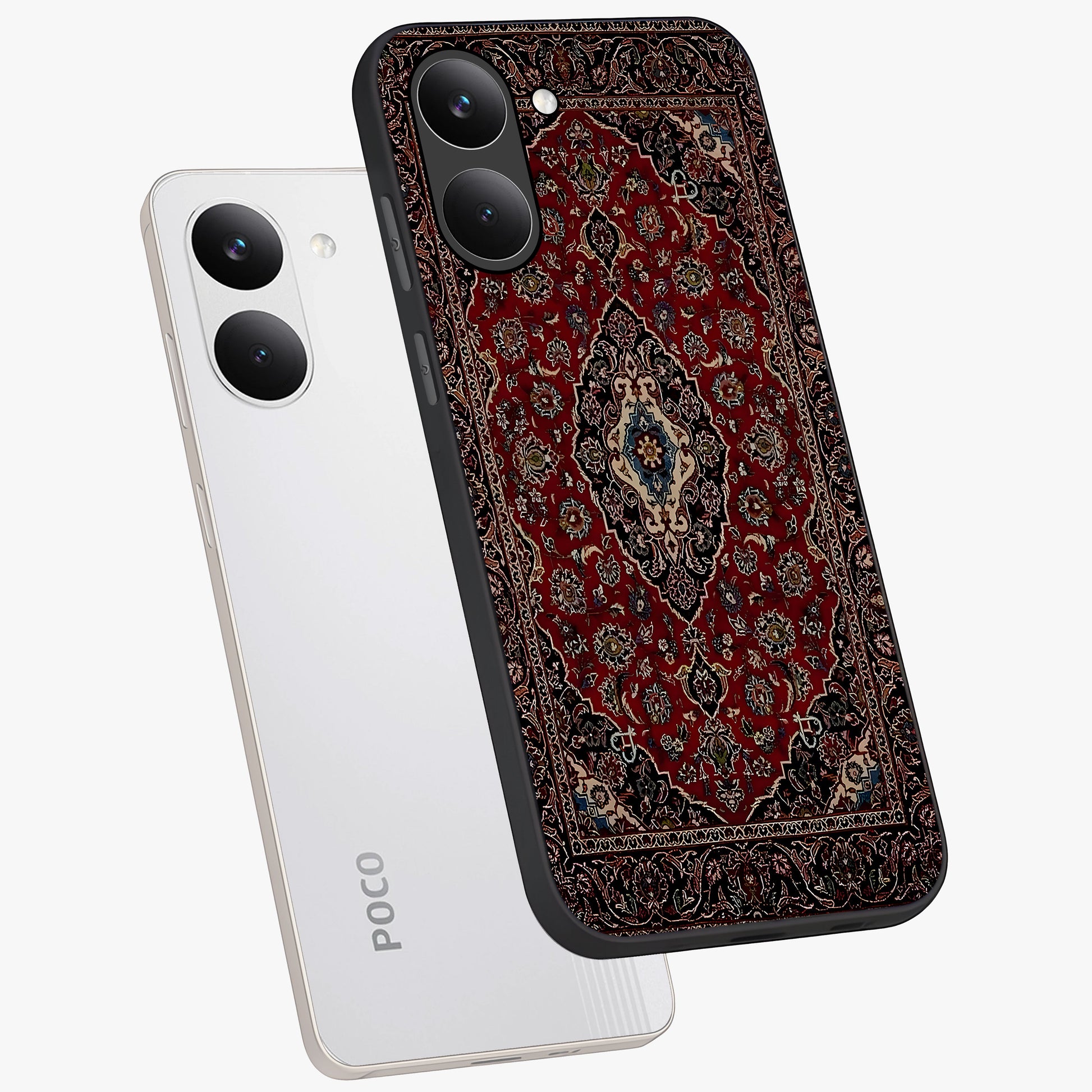 Heritage Carpet Royale Glass Case displayed in angled mockup highlighting intricate royal carpet design with heritage aesthetic.