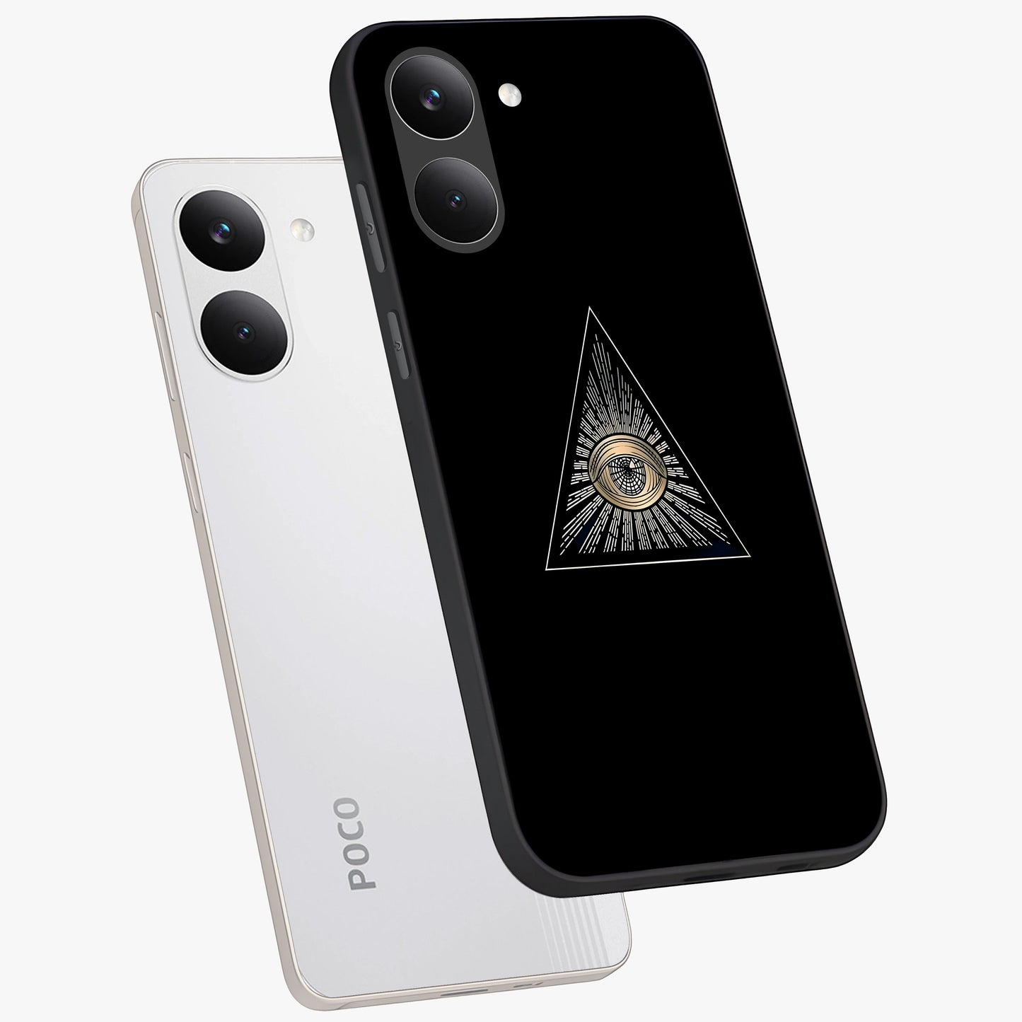 Illuminati Evil Glass Case displayed in angled mockup highlighting dark occult inspired design with bold aesthetic style.