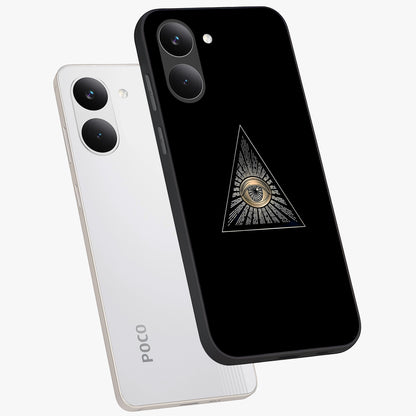 Illuminati Evil Glass Case displayed in angled mockup highlighting dark occult inspired design with bold aesthetic style.