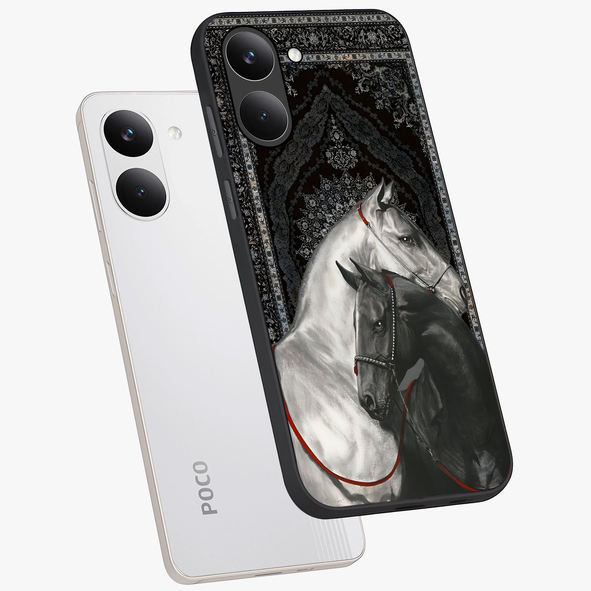 Majestic Ride Legacy Glass Case displayed in angled mockup highlighting sleek vehicle design with bold racing aesthetic.