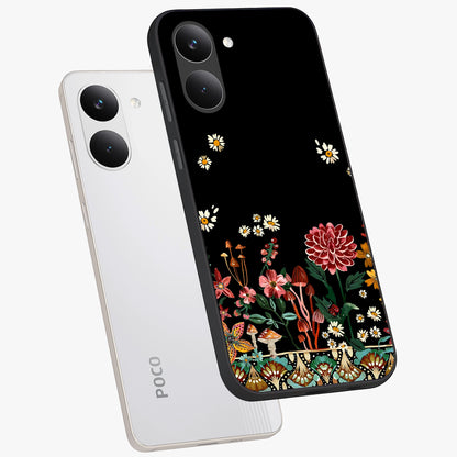 Midnight Bloom Pattern Glass Case displayed in angled mockup highlighting elegant flower design with midnight aesthetic style.