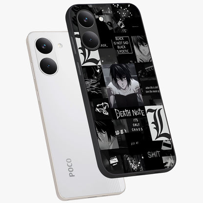 Midnight Chaos Mind Glass Case displayed in angled mockup highlighting chaotic artistic design with dramatic midnight aesthetic.