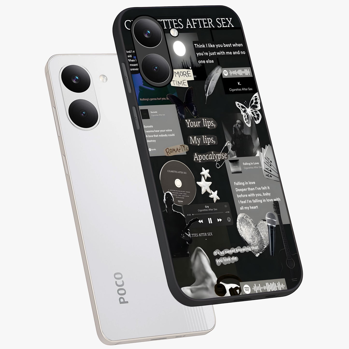 Midnight Love Echo Glass Case displayed in angled mockup highlighting elegant love inspired design with deep aesthetic style.