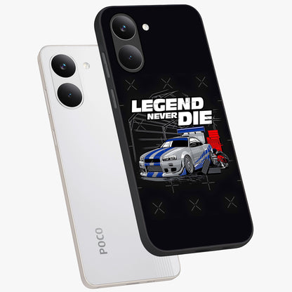 Midnight Racing Legacy Glass Case displayed in angled mockup highlighting dynamic automotive design with bold midnight aesthetic.