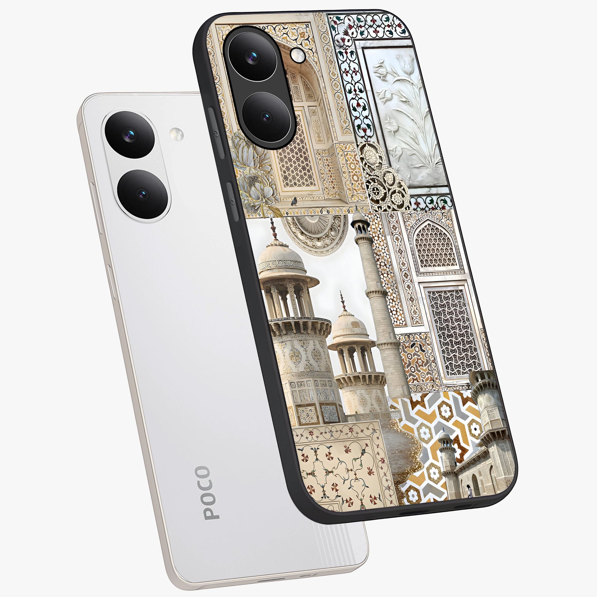 Mughal Marble Legacy Glass Case displayed in angled mockup highlighting elegant heritage marble artwork with royal aesthetic.
