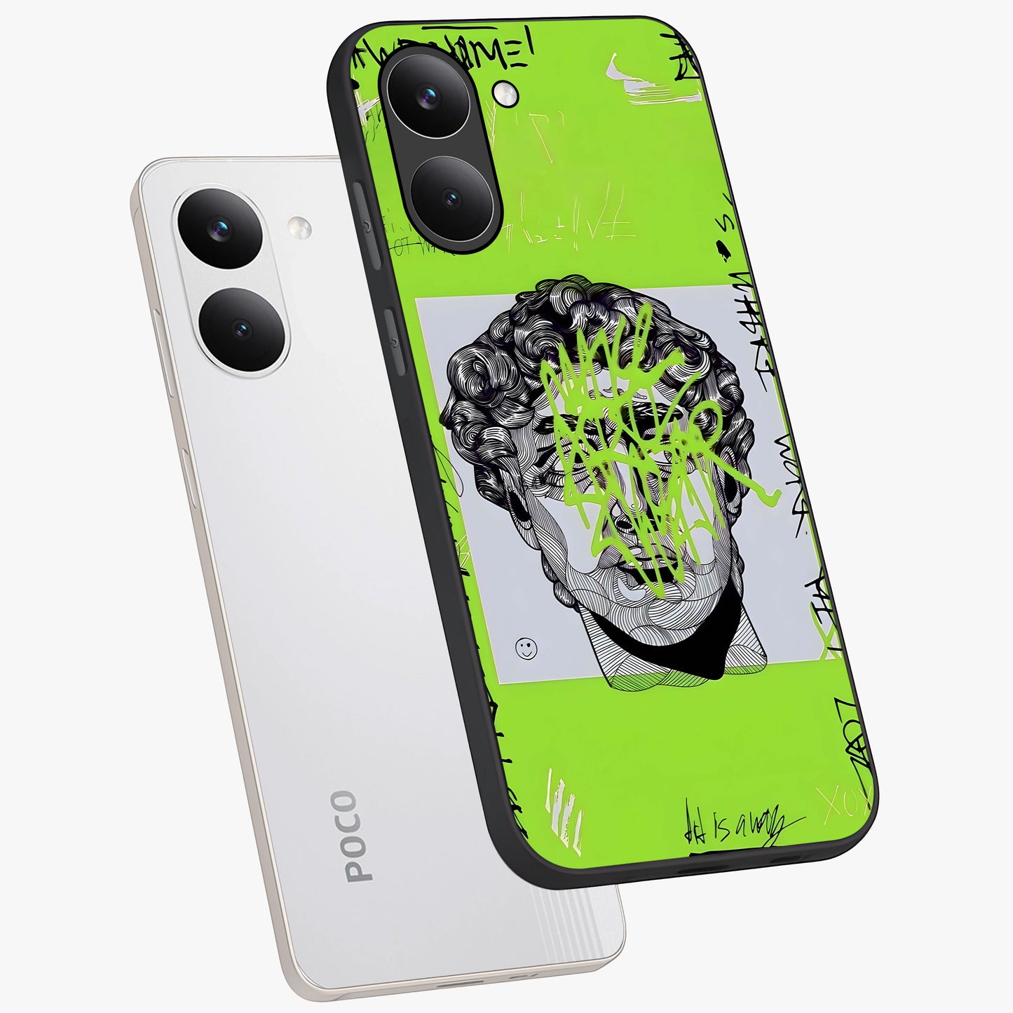 Neo Graffiti Rebellion Glass Case displayed in angled mockup highlighting urban street art design with rebellious aesthetic.