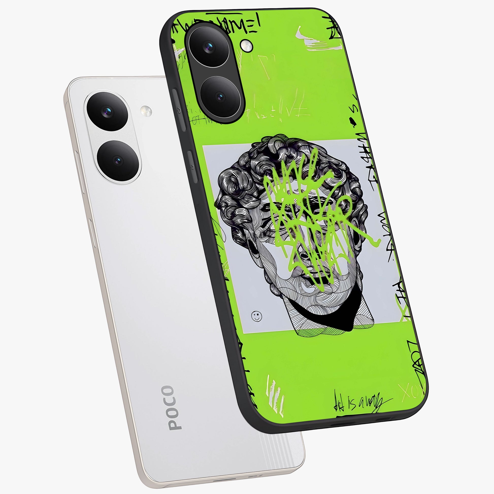 Neo Graffiti Rebellion Glass Case displayed in angled mockup highlighting urban street art design with rebellious aesthetic.