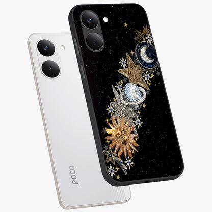 Pearls Universe Object Glass Case displayed in angled mockup highlighting celestial pearl design with dreamy aesthetic.
