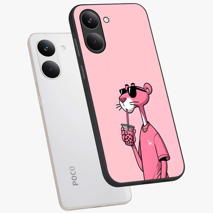 Pink Panther Glass Case displayed in angled mockup highlighting playful cartoon character design with vibrant pink aesthetic.