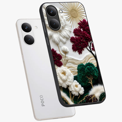 Radiant Bloom Elegance Glass Case displayed in angled mockup highlighting graceful floral design with radiant aesthetic style.