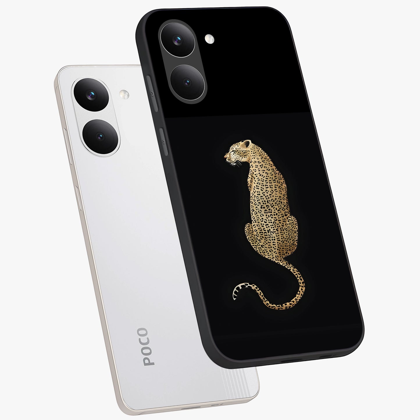 Regal Leopard Glass Case displayed in angled mockup highlighting powerful animal illustration with stylish wild aesthetic.
