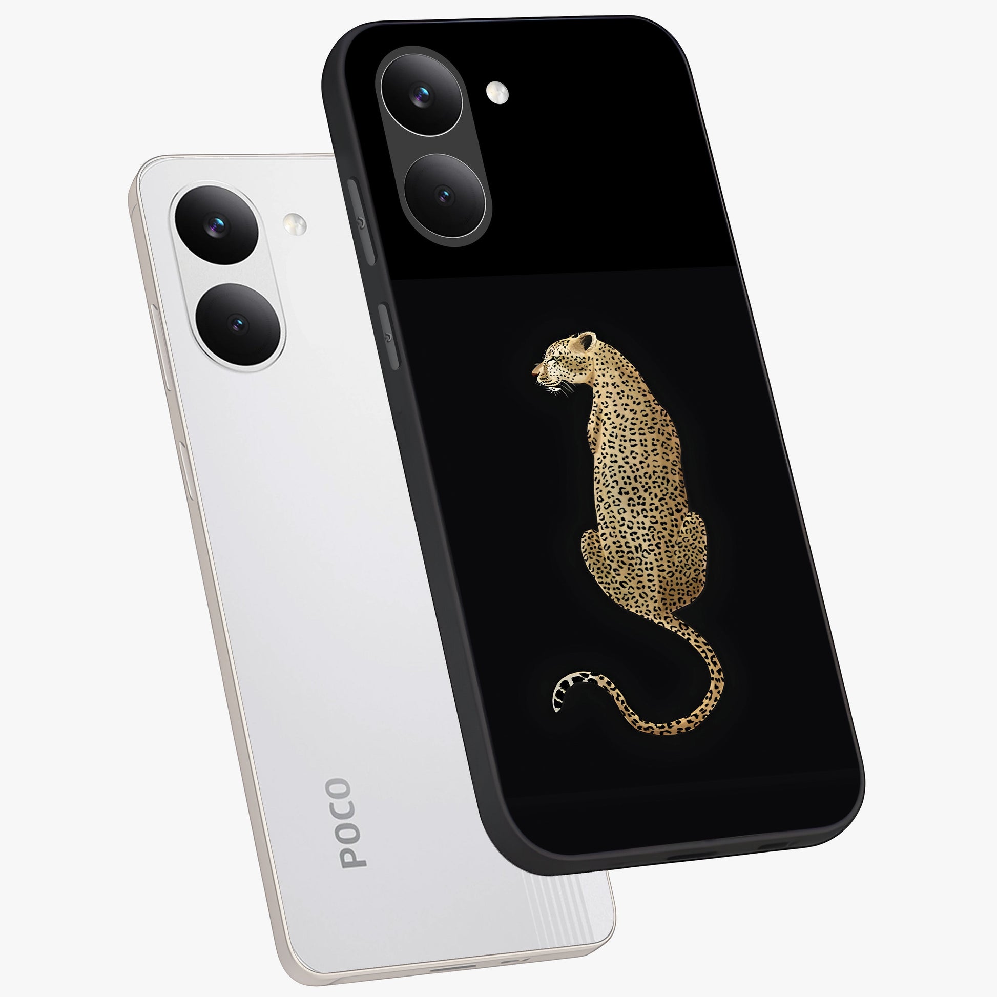 Regal Leopard Glass Case displayed in angled mockup highlighting powerful animal illustration with stylish wild aesthetic.