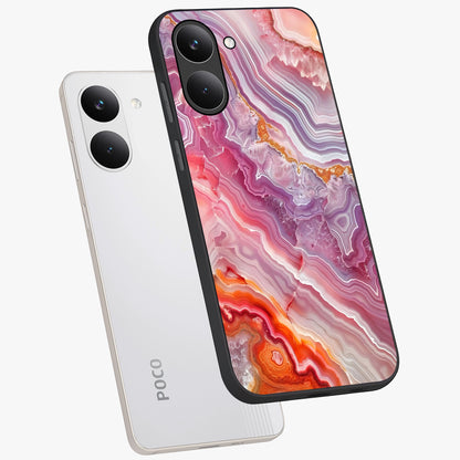 Rose Quartz Marble Glass Case displayed in angled mockup highlighting elegant marble pattern with soft aesthetic style.