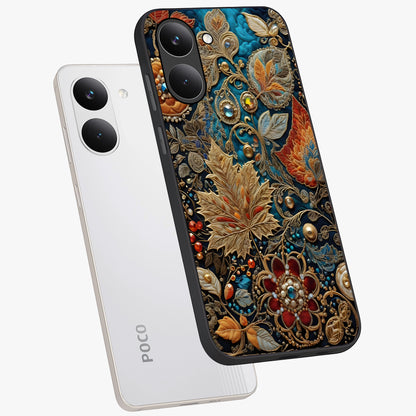 Royal Jewel Garden Glass Case displayed in angled mockup highlighting vibrant jewel inspired floral design with elegant aesthetic.