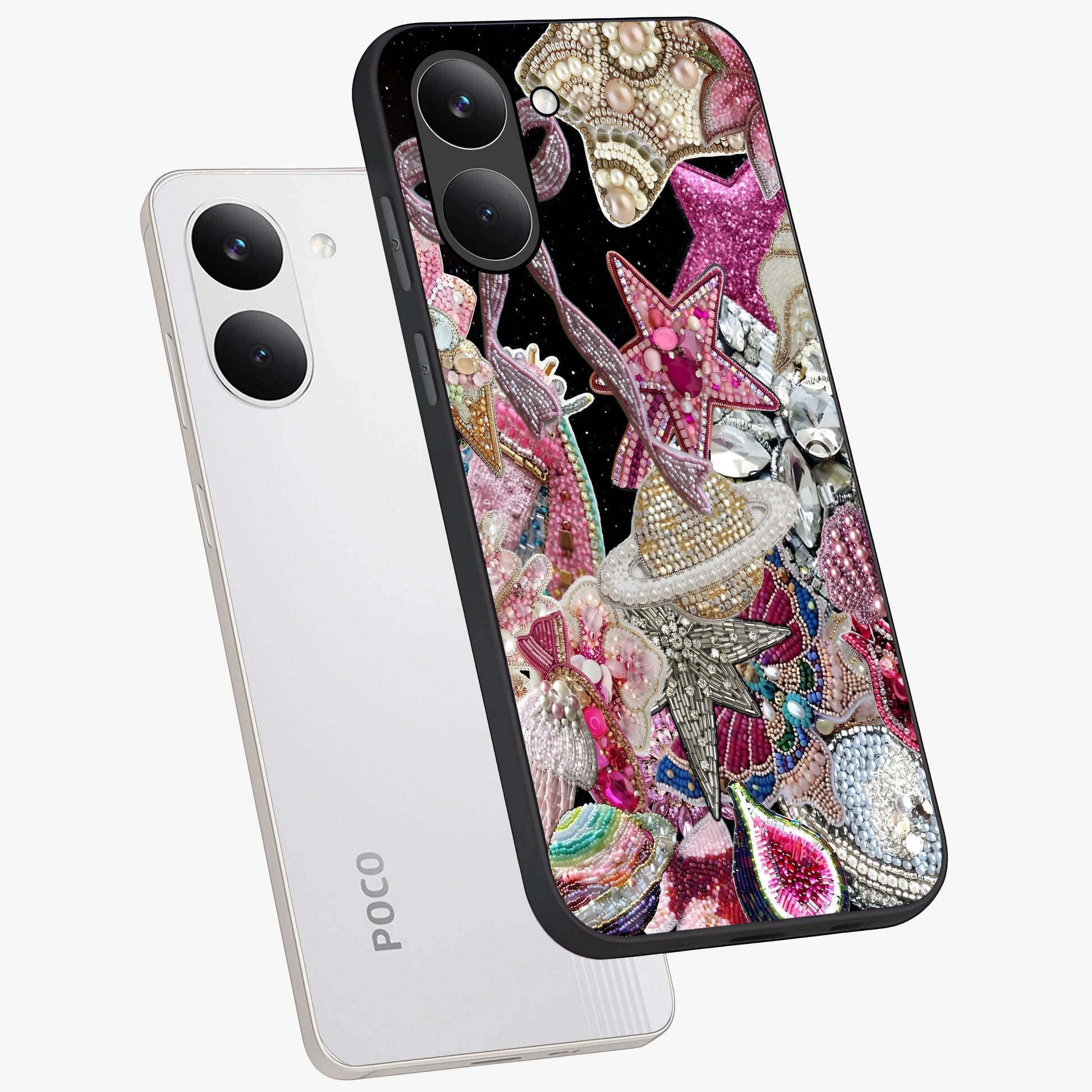 Starlit Jewel Dream Glass Case displayed in angled mockup highlighting glowing celestial jewel design with dreamy aesthetic.