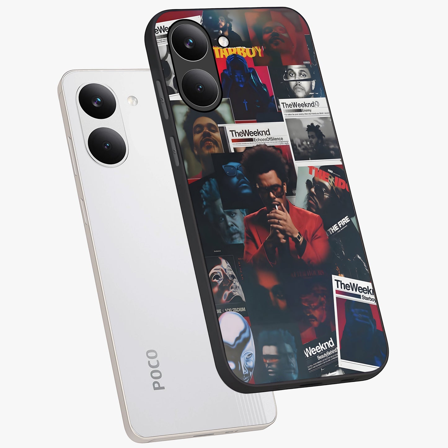 The Weeknd Glass Case displayed in angled mockup highlighting stylish pop culture inspired design with modern aesthetic.