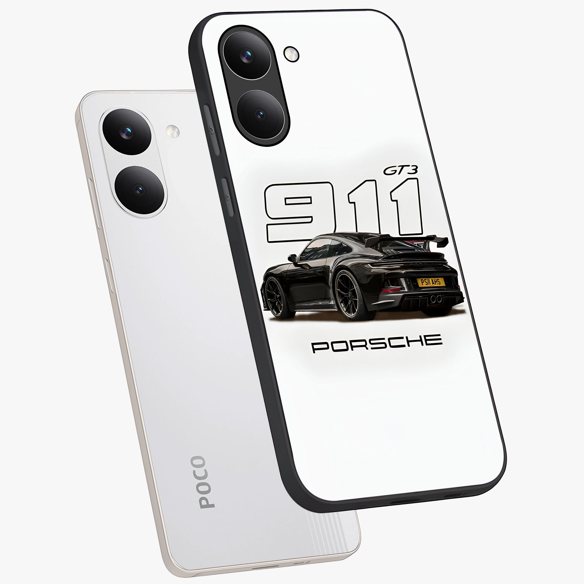Turbo Legacy Icon Glass Case displayed in angled mockup highlighting dynamic automotive design with performance aesthetic.