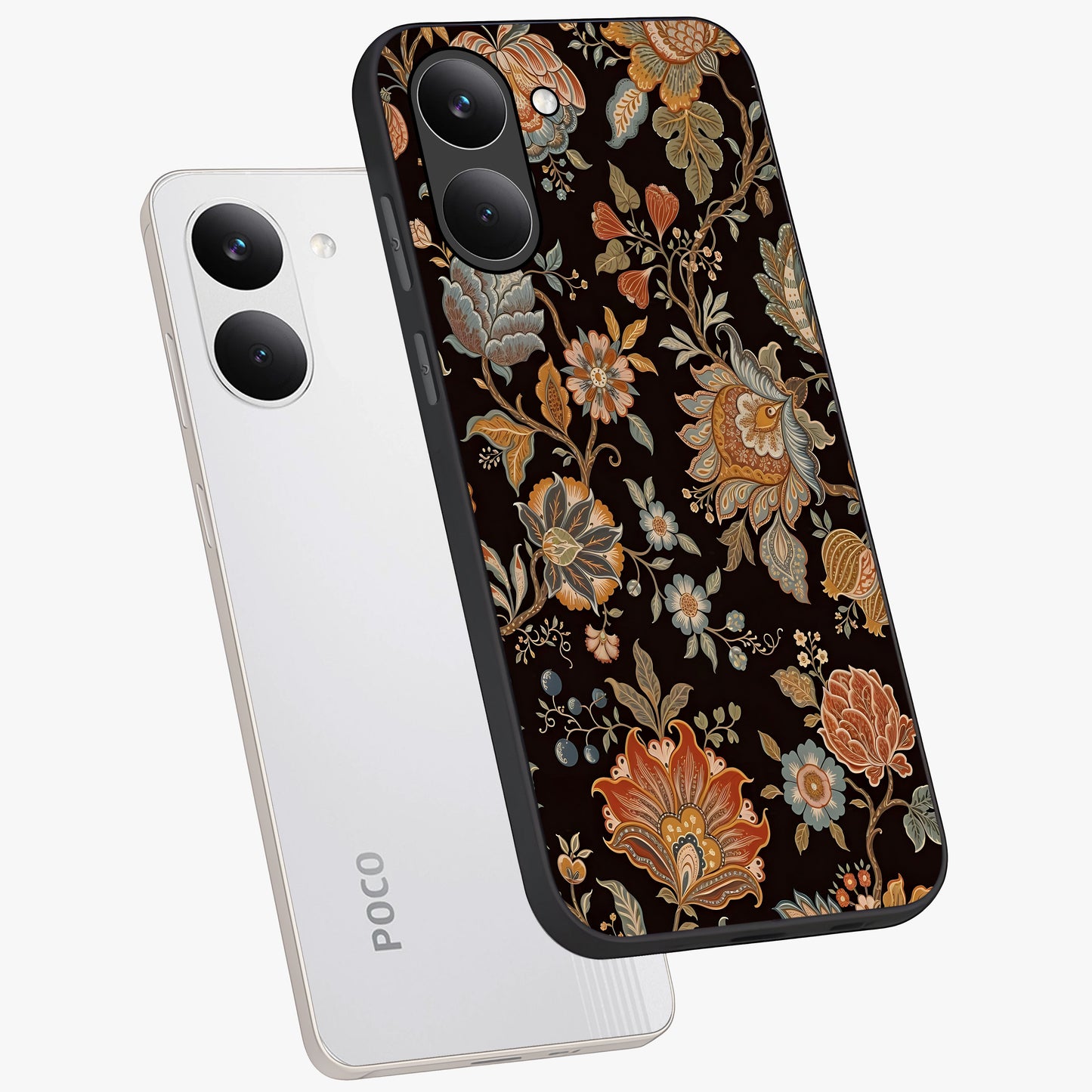 Vintage Floral Dream Glass Case displayed in angled mockup highlighting elegant vintage flower design with soft aesthetic style.