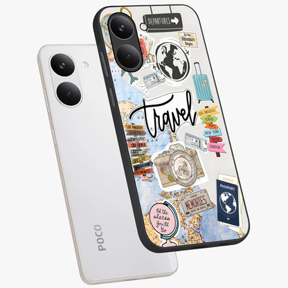 Wanderlust Journal Glass Case displayed in angled mockup highlighting adventure themed design with aesthetic travel vibe.