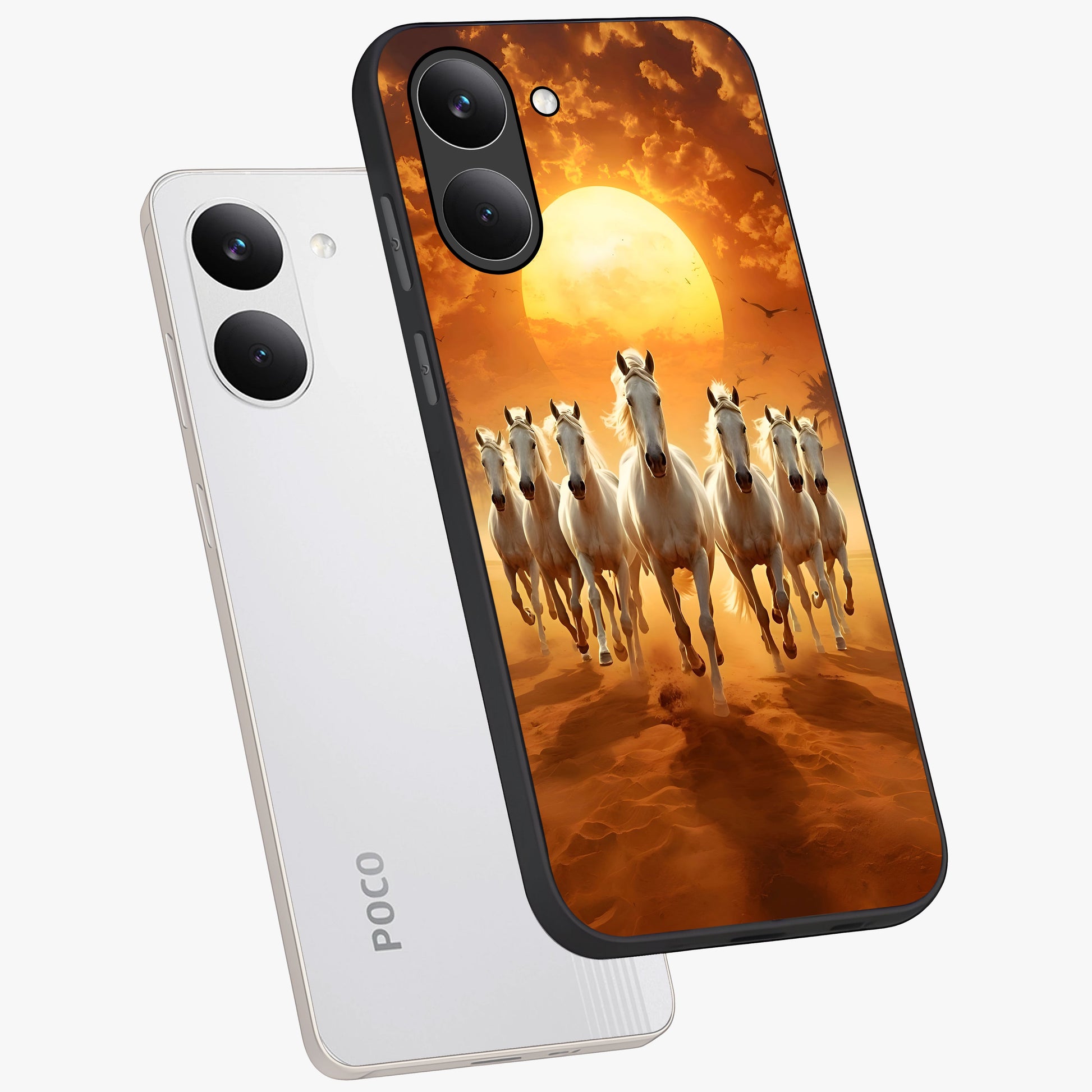 Wild Sunset Majesty Glass Case displayed in angled mockup highlighting vibrant sunset sky design with scenic aesthetic.