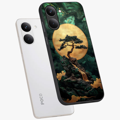 Zen Moon Rise Glass Case displayed in angled mockup highlighting peaceful lunar design with zen aesthetic style.