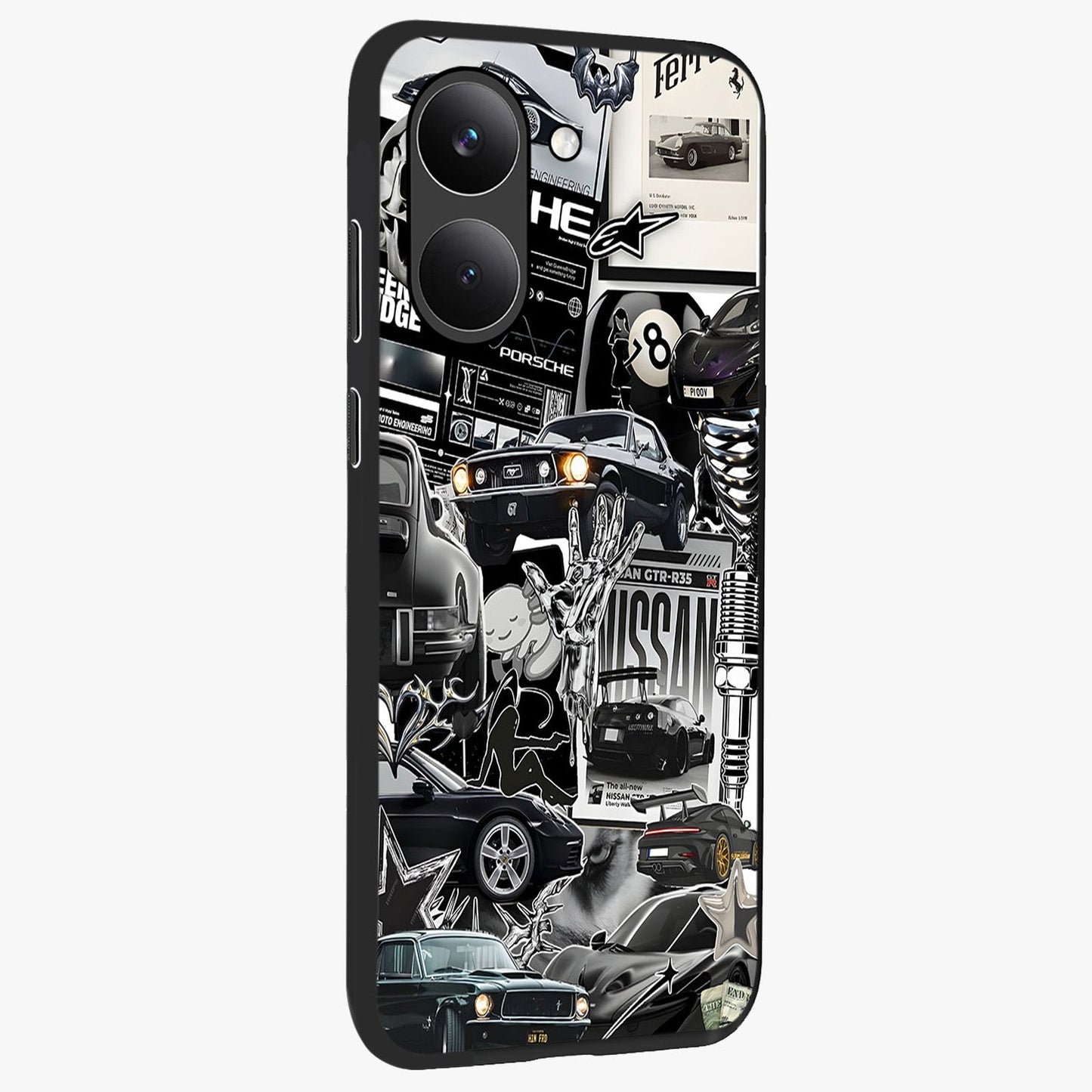 Aesthetic Dark Love Glass Case upright view showcasing dramatic romantic artwork with modern aesthetic style.