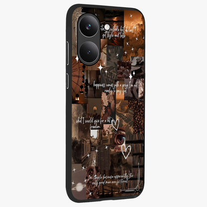 Bittersweet Aesthetic Chaos Glass Case upright view showcasing bold artistic chaos design with modern aesthetic style.