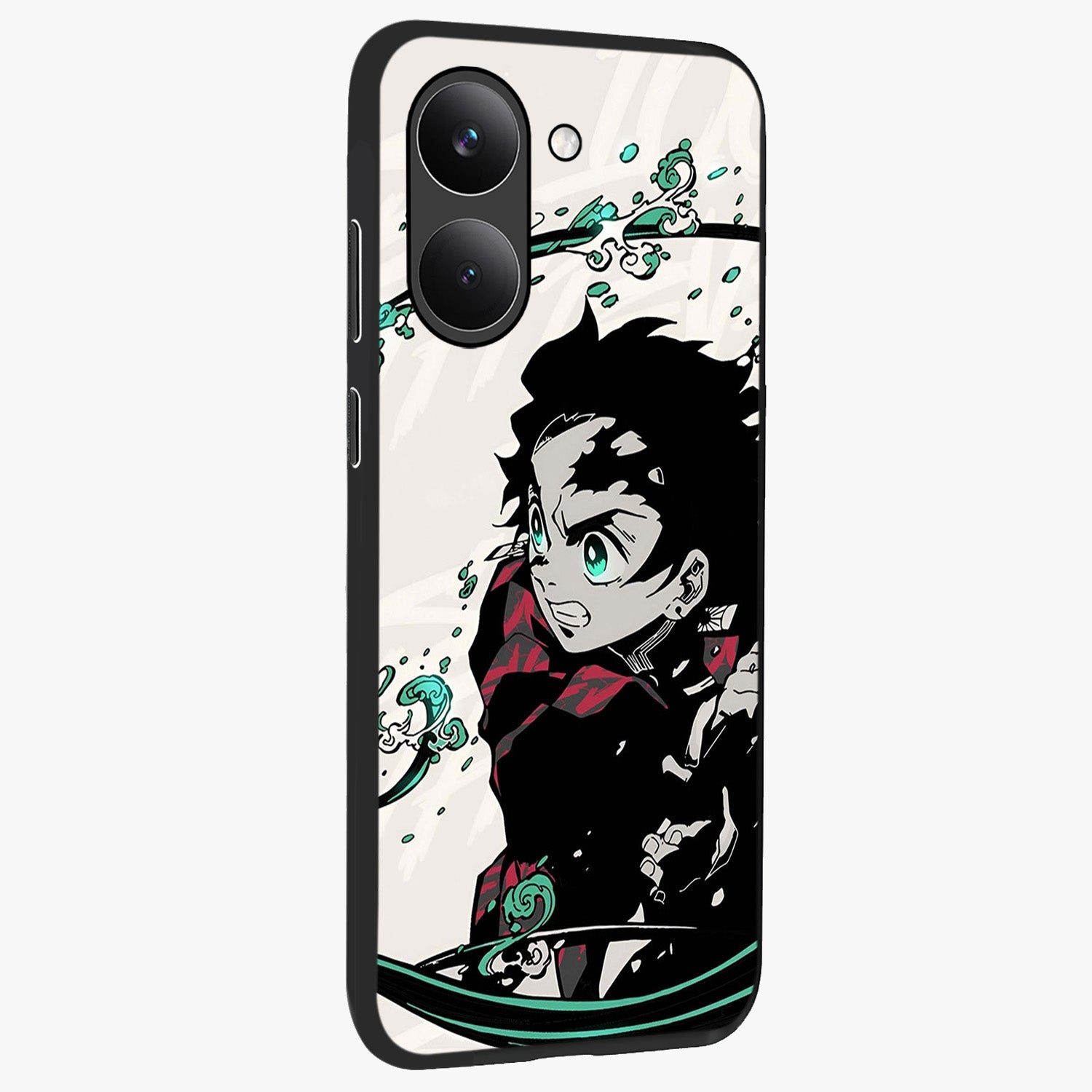 Demon Slayer Glass Case upright view showcasing powerful anime artwork with intense warrior theme.