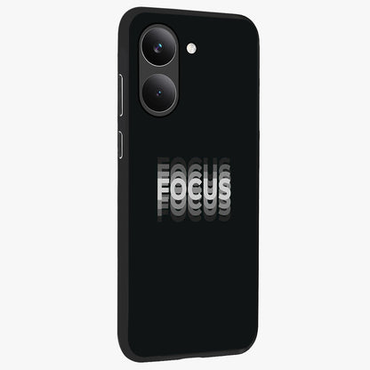 Focus Mode On Glass Case upright view showcasing strong typography statement with sleek motivational theme.