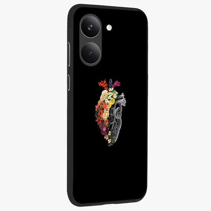 Heart With Flowers Glass Case upright view showcasing decorative heart and floral artwork with sweet romantic theme.